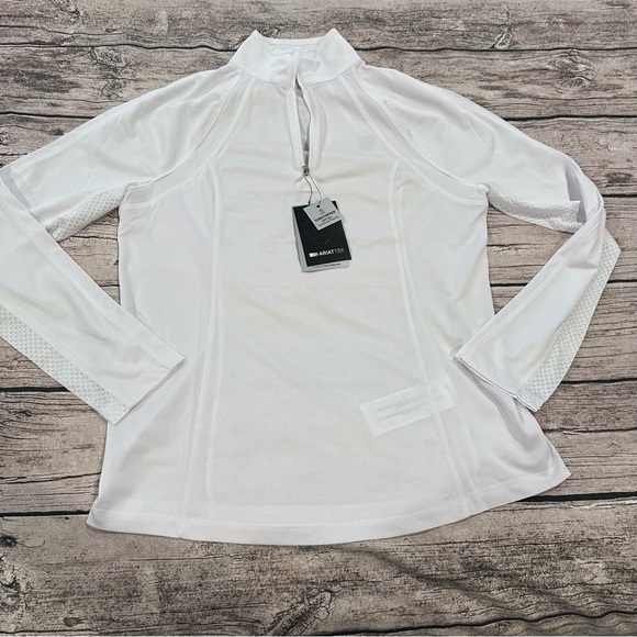 Ariat Tops - NWT Ariat White Quarter Zip UPF50 Sunstopper Top Size Medium Equestrian